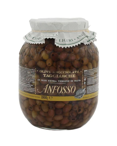 Olive Nere Denocciol Taggiasc Vasetto Di Vetro Anfosso Kg 2,8