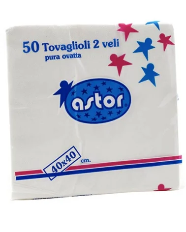 Tovaglioli Bianco 2v. Astor Cm 40x40 Pz 50