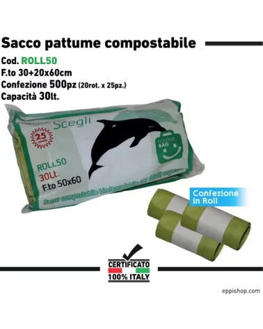 Scatola da 500 pz - SACCHI PER UMIDO COMPOSTABILI da 30 litri - Cm 50x60 -  N° 500 sacchetti (20 rotoli x 25) COMPOSTABILI BIODEGRADABILI per Raccolta  Differenziata dei RIFIUTI UMIDI-ORGANICI : .it: Casa e cucina